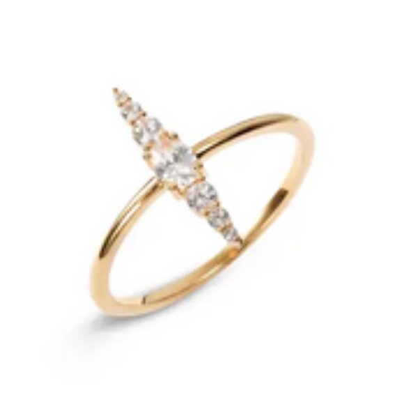Nordstrom Jewelry - Nordstrom Gold-tone Stacked Rhinestone Bar Ring Size 6